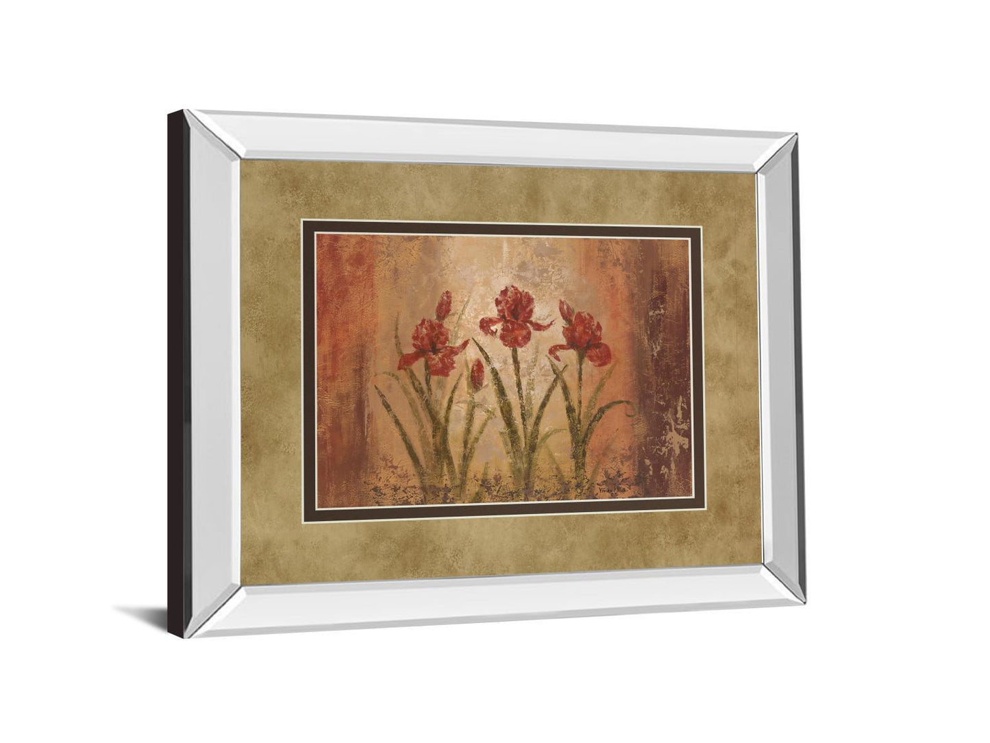 The Iris Style By Vivian Flasch - Mirror Framed Print Wall Art - Red