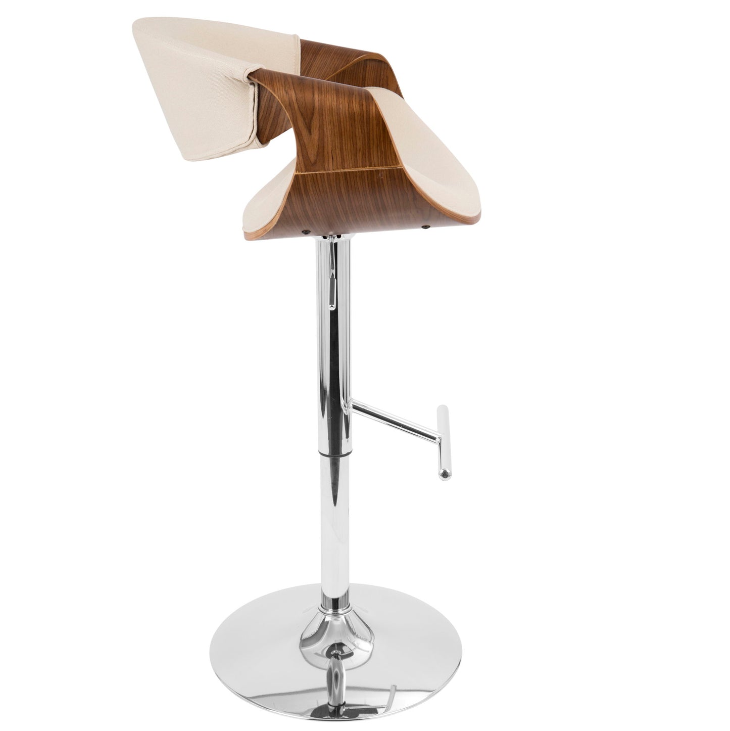 Curvo - Mid Century Modern Adjustable Barstool With Swivel With Straight T Footrest Lumi Source