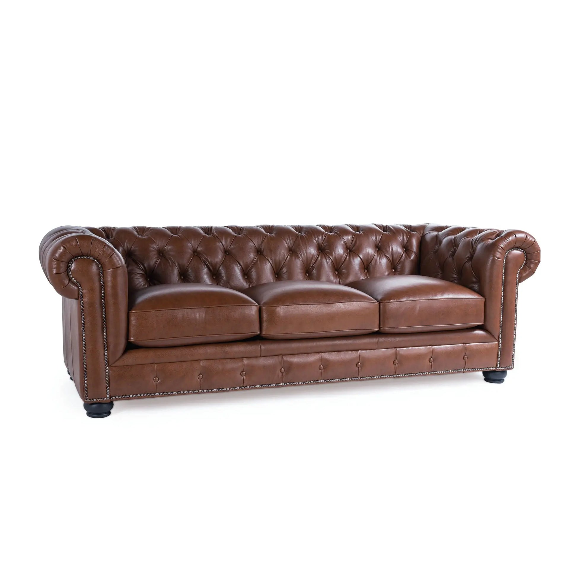 Traditional Tufted Leather Chesterfield Nailhead Sofa Nicelink