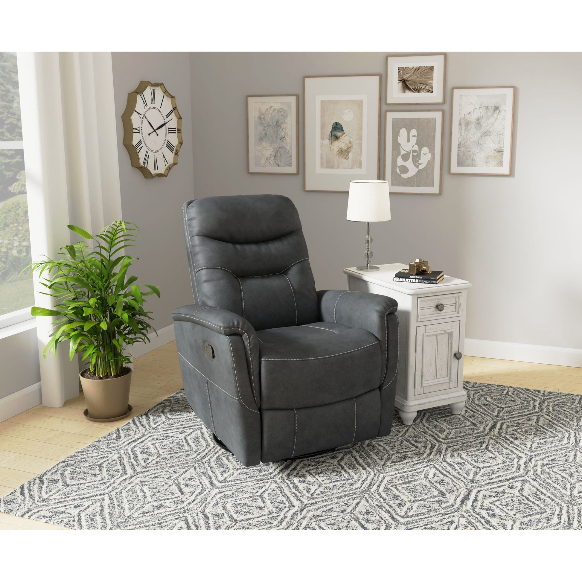 Ergonomic Shape Swivel Gliding Recliner Emerald Home