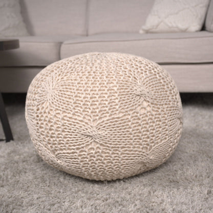 Bordeaux - Knitted Cotton Round Pouf Home Essentials