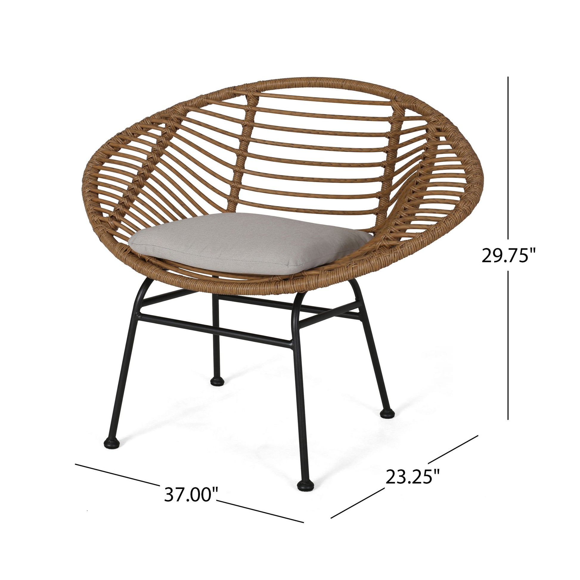 Cordella - Outdoor Woven Wicker Chairs With Cushions, (Set of 2) Noble House