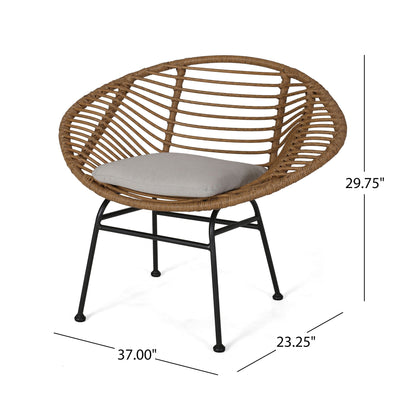 Cordella - Outdoor Woven Wicker Chairs With Cushions, (Set of 2) Noble House
