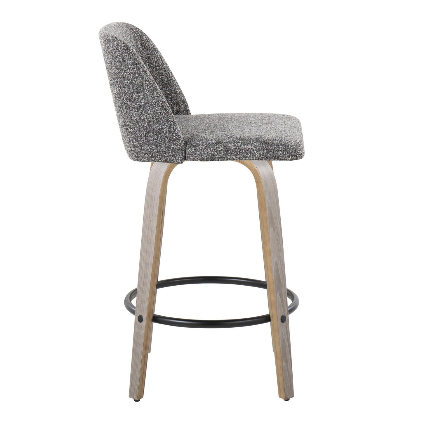 Toriano - Contemporary Fixed Height Counter Stool With Swivel & Round Footrest (Set of 2) Lumi Source