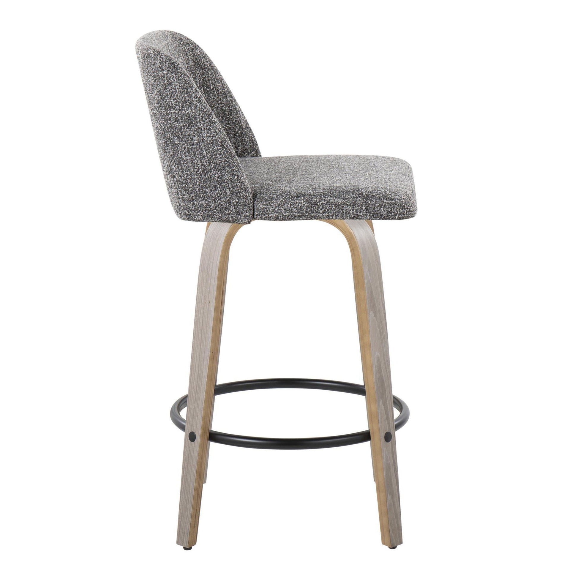 Toriano - Contemporary Fixed Height Counter Stool With Swivel & Round Footrest (Set of 2) Lumi Source