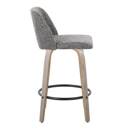 Toriano - Contemporary Fixed Height Counter Stool With Swivel & Round Footrest (Set of 2) Lumi Source