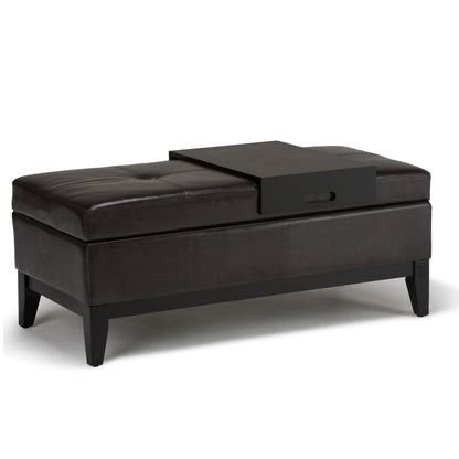 Oregon - Contemporary Storage Ottoman Bench With Tray Simpli-Home