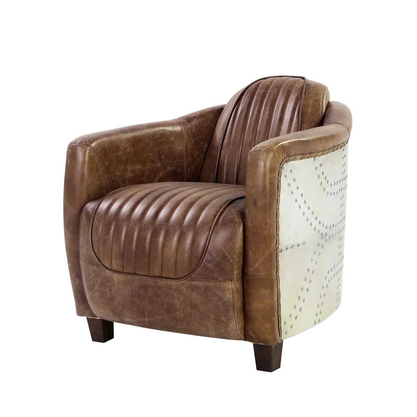 Brancaster - Grain Leather Chair - Brown Acme