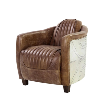 Brancaster - Grain Leather Chair - Brown Acme