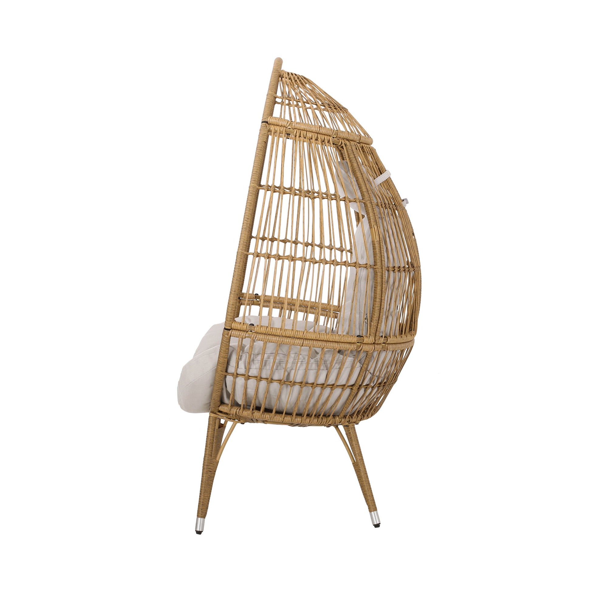 Basket Chair With Teardrop Shape And Water Resistant Cushion - Natural Noble House