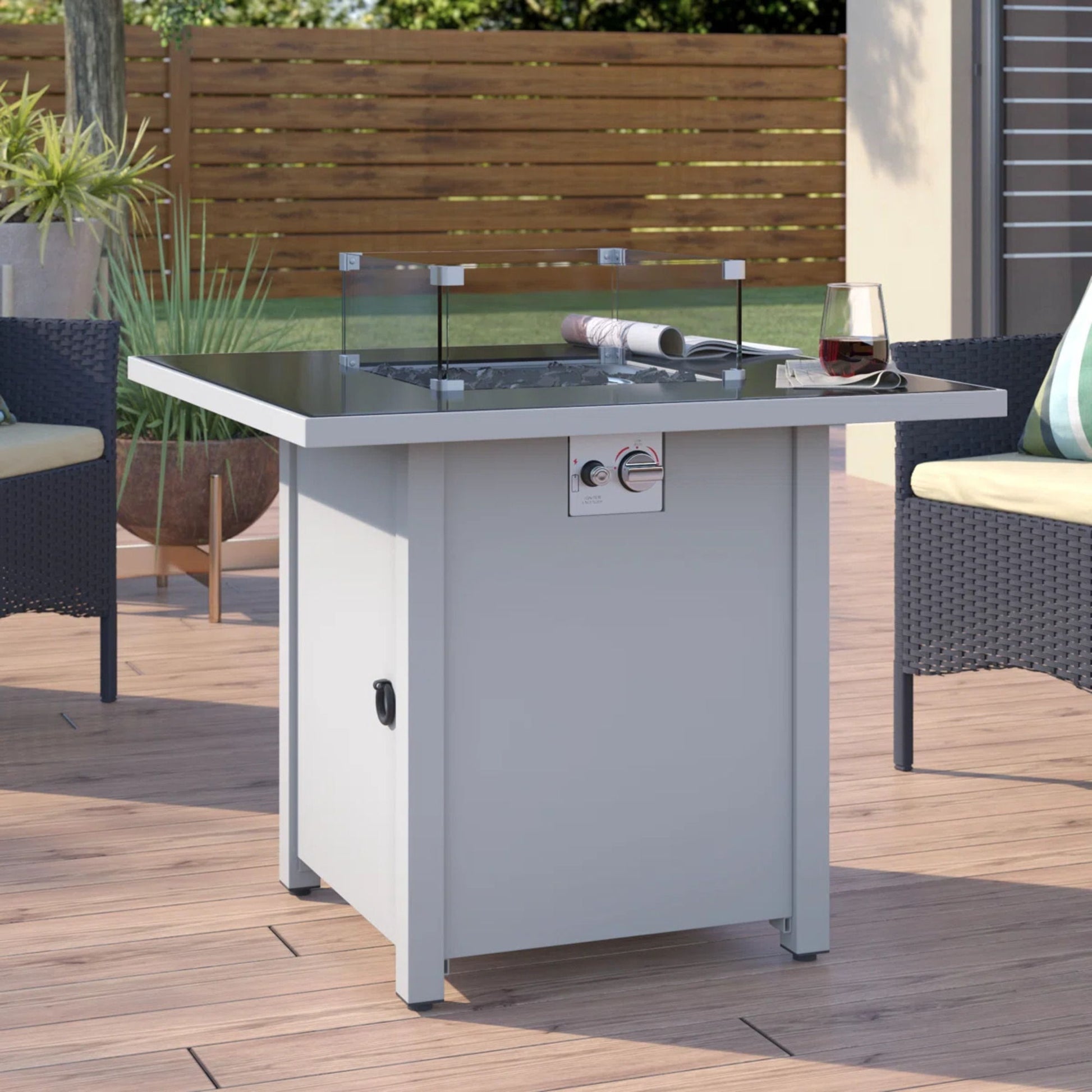 Fire Pit With Powder Coated And Top - White LSI Patio Furniture