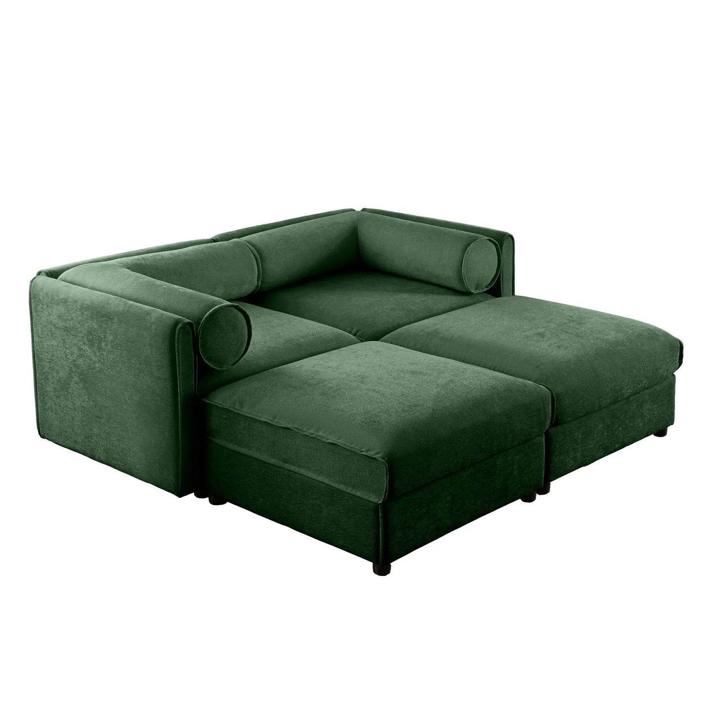 Contemporary Elegant White Chenille Sofa With Storage And Ottoman Home Essentials