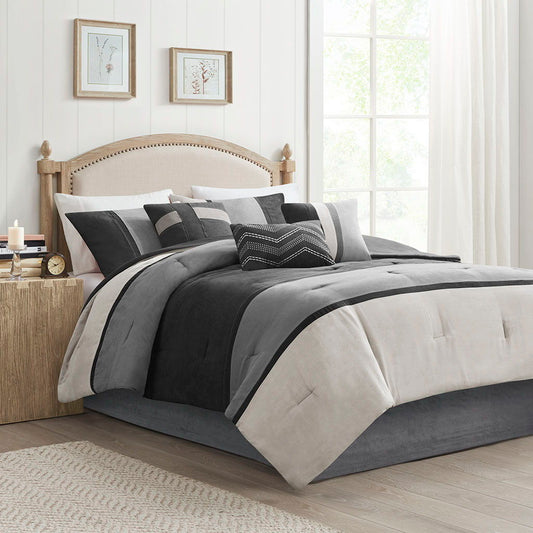 Palisades - King 7 Piece Comforter Set - Black Madison Park