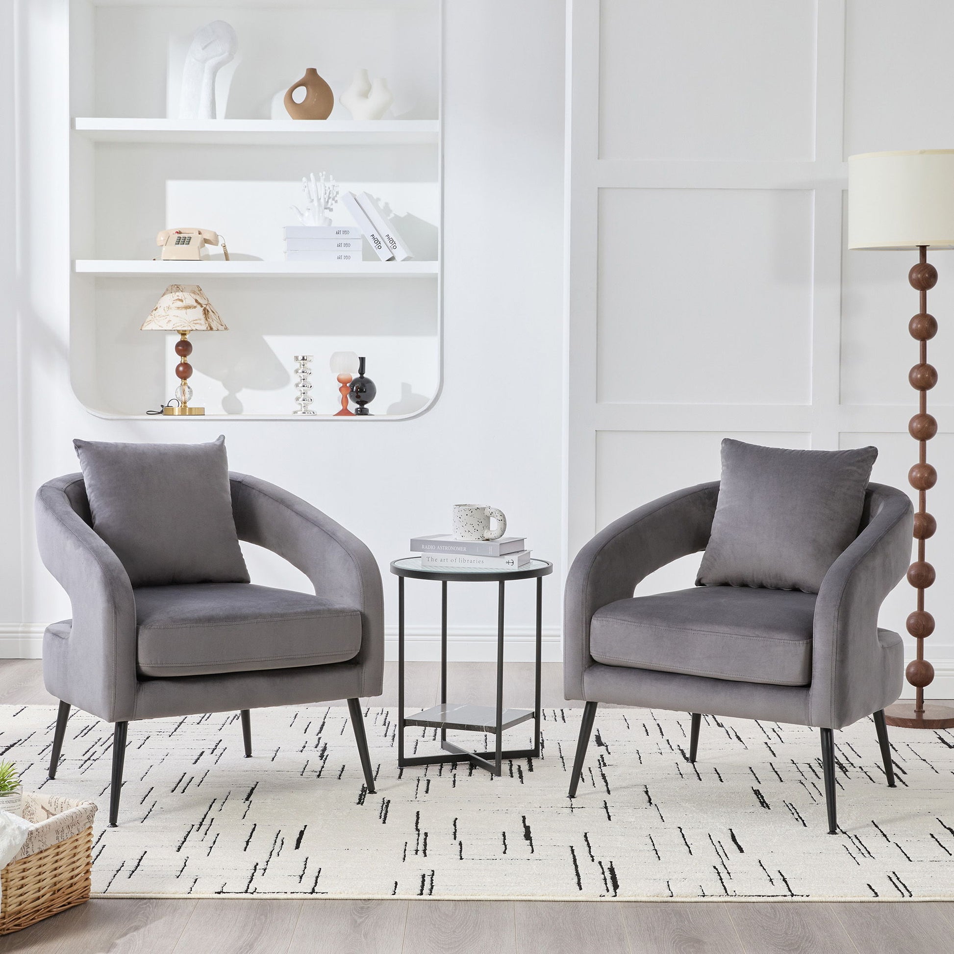 Open Back Accent Chair, Round Sofa Lounge Armchair Home Essentials