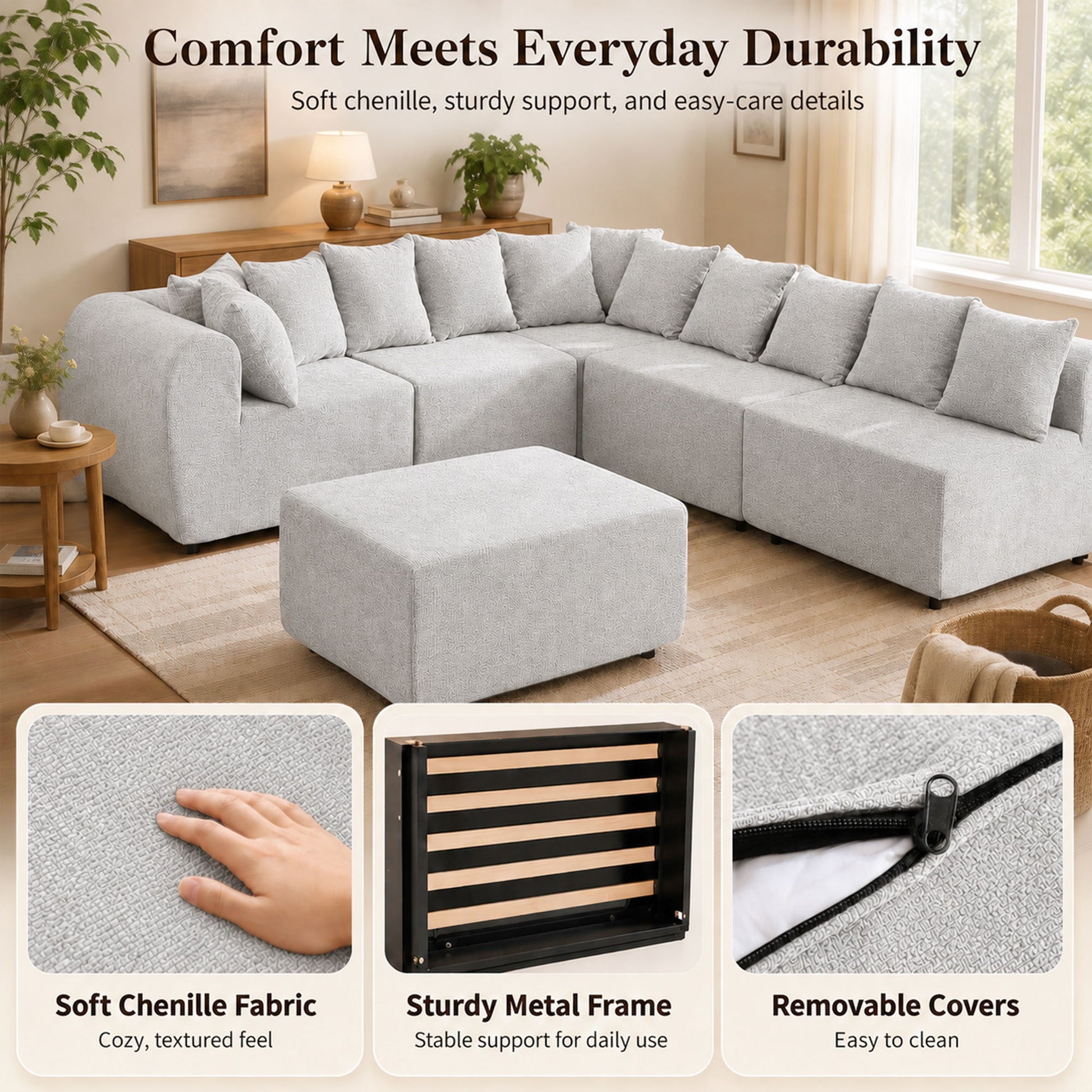 8 Seater U-Shaped Couch With Ottoman Home Essentials