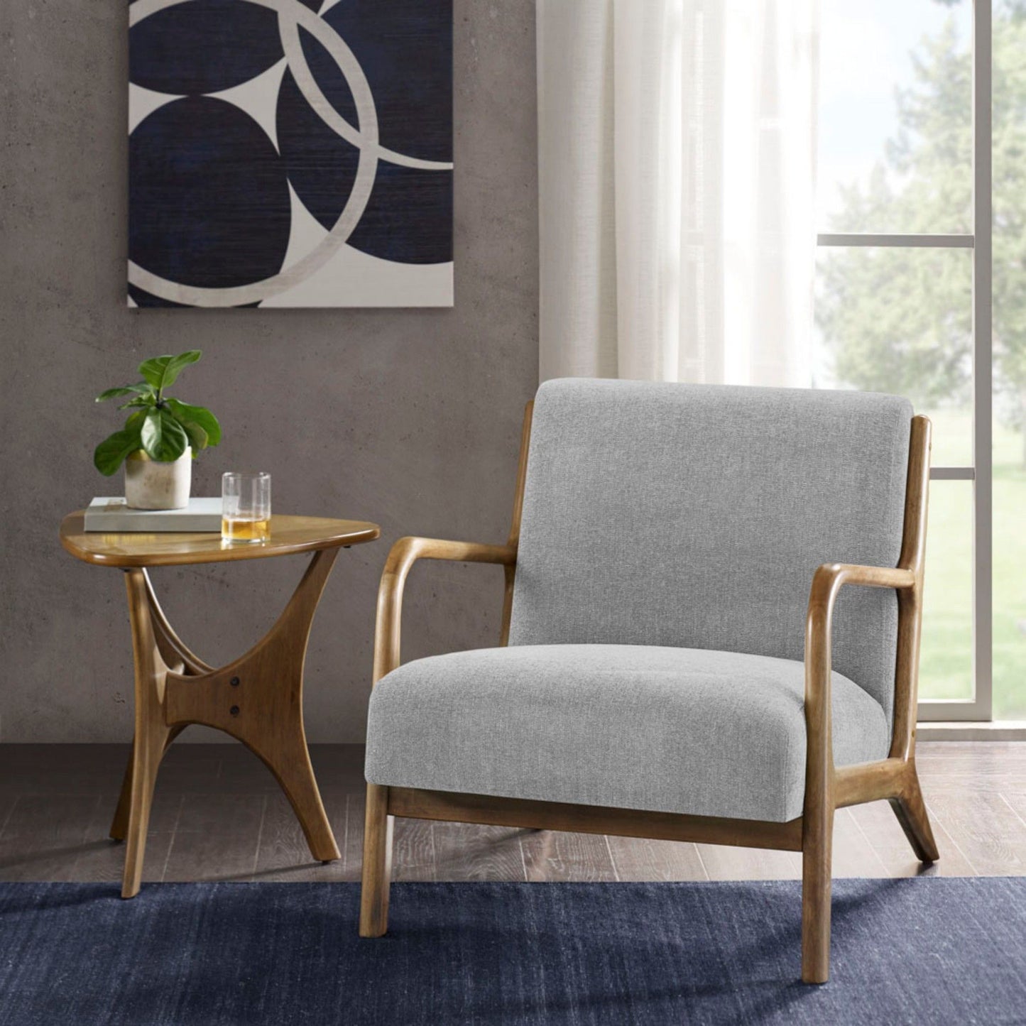 Mid-Century Style Lounge Chair With Upholstered Seat JLA