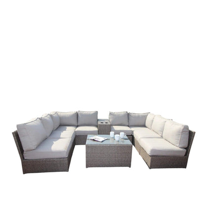 Comfortable Modern Patio Rattan Sectional Set With Cushions LSI Patio Furniture