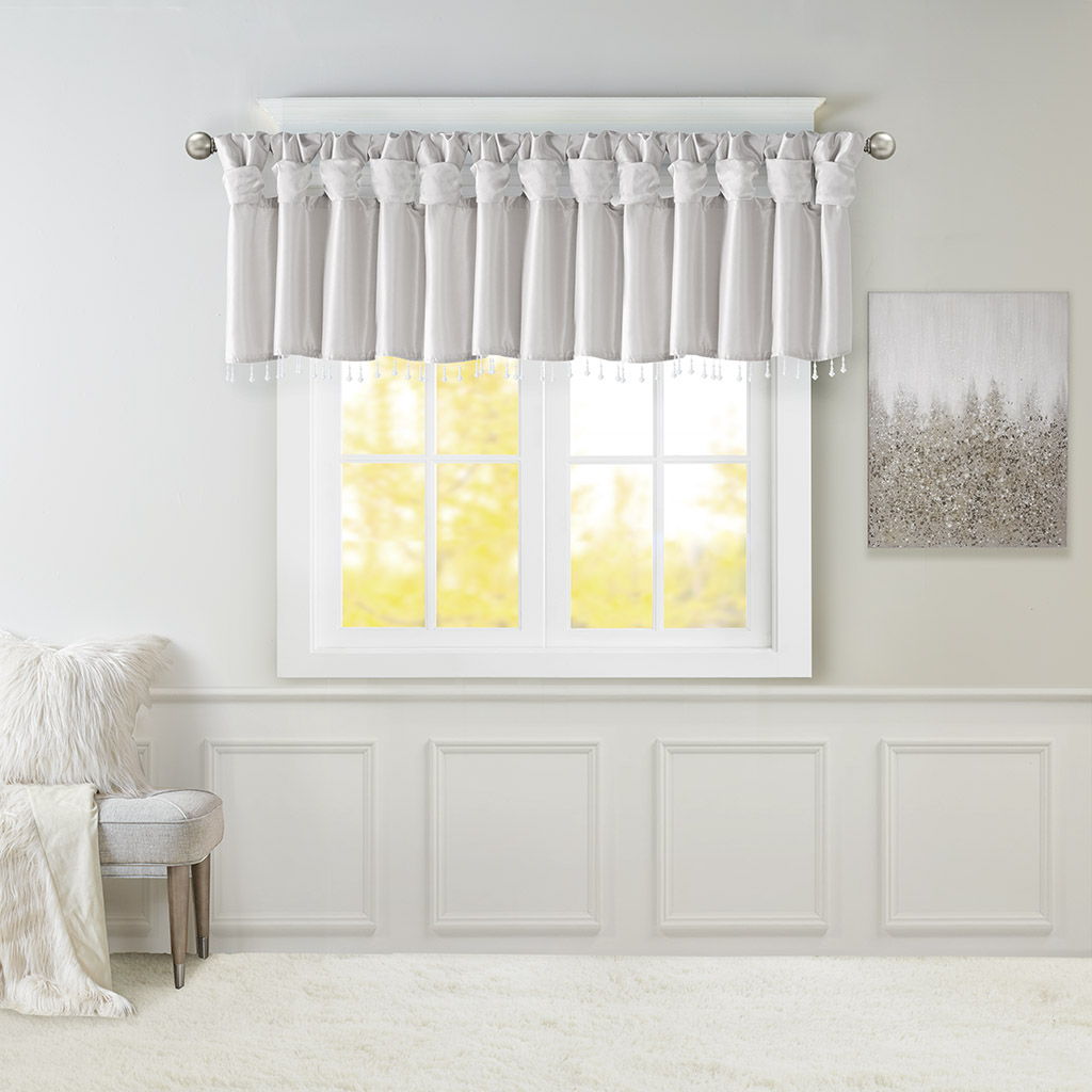 Emilia - Lightweight Valance With Beads - Silver