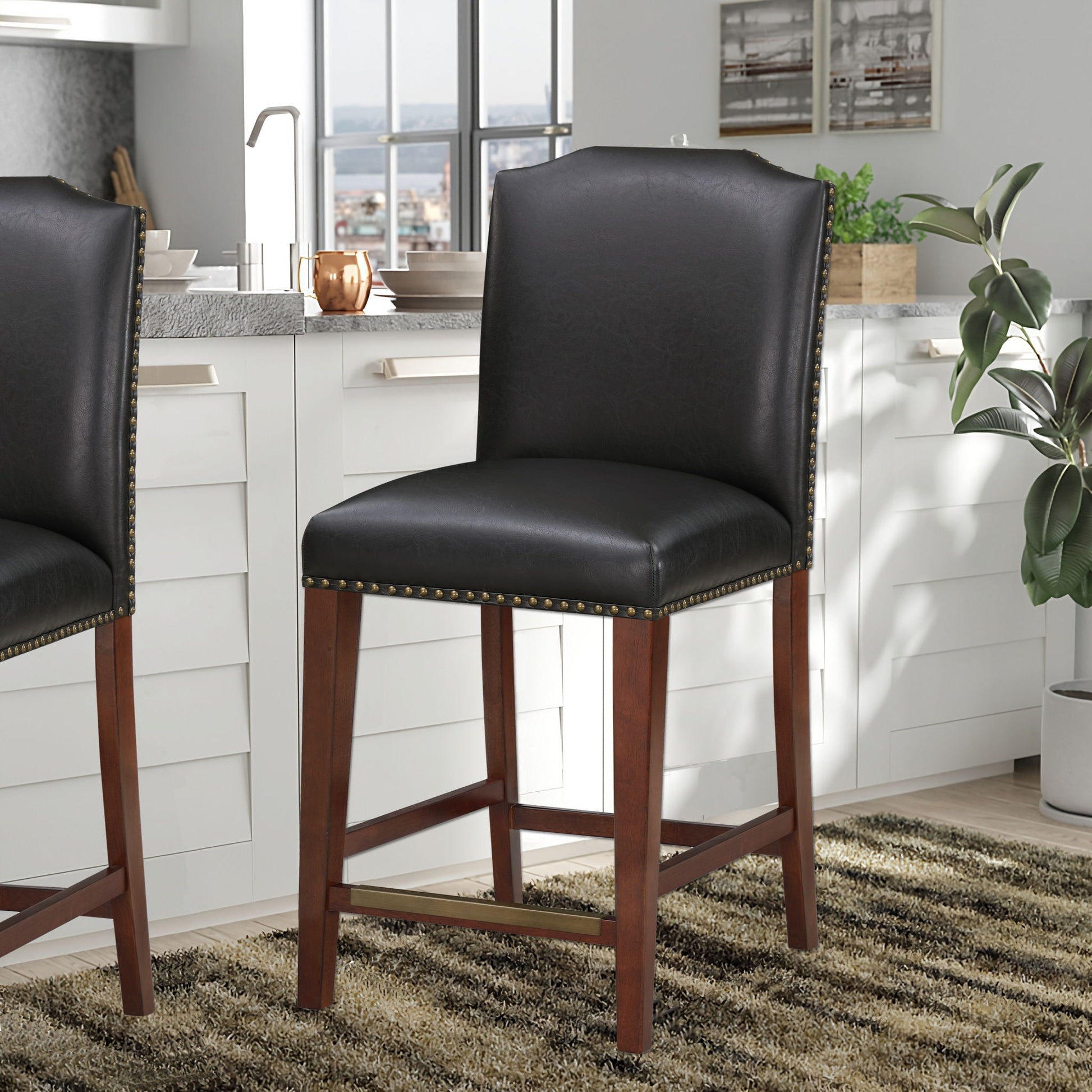 Blaire - Stationary Counter Stool With Nail Heads Home Essentials