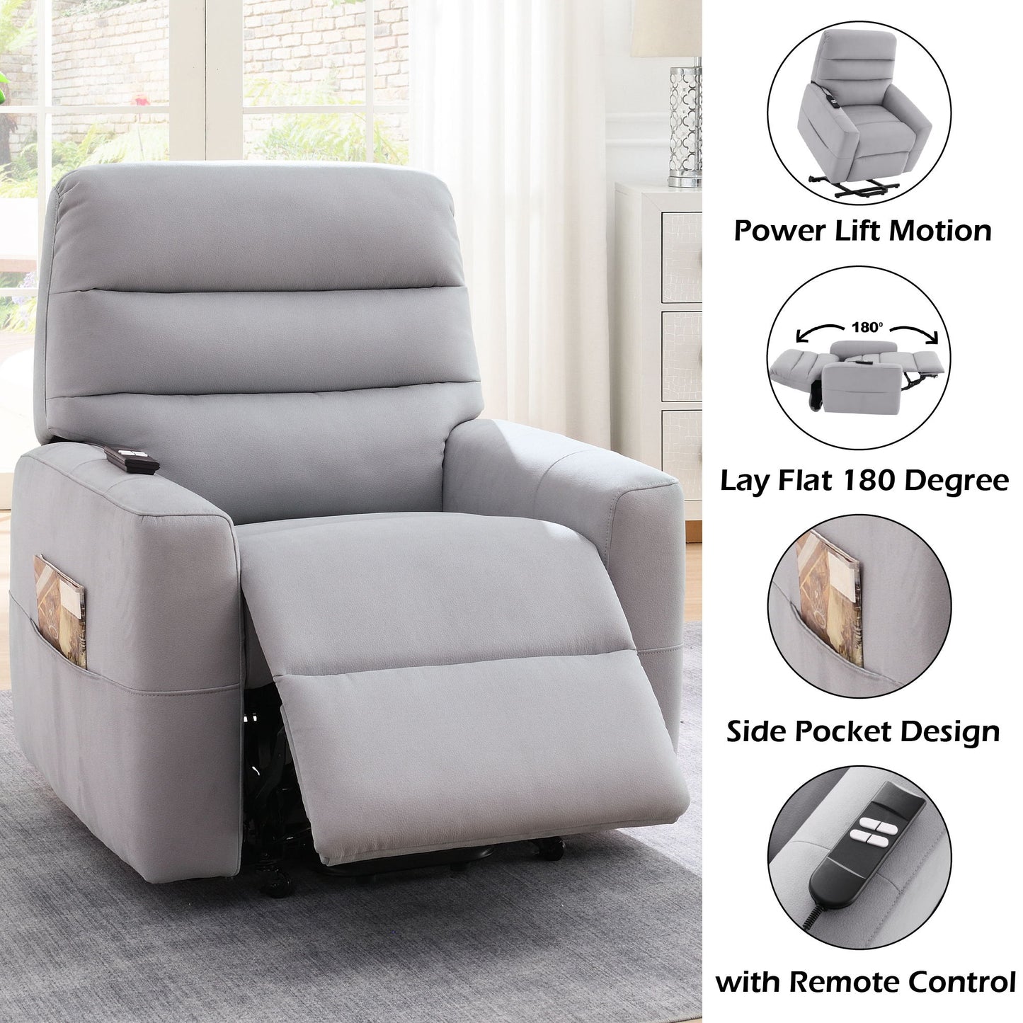 Freddie - Power Motion Recliner With Lift - Gray Acme