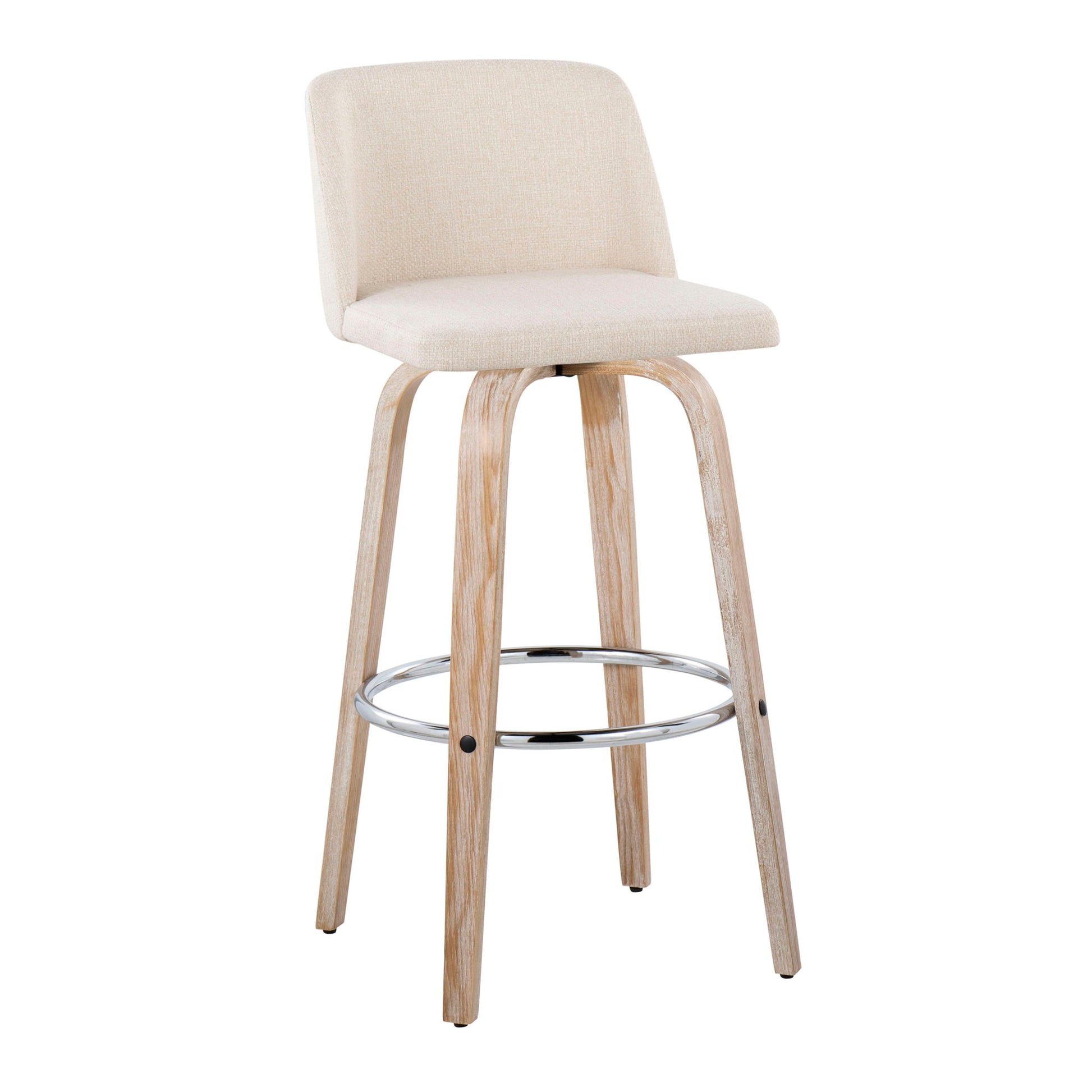 Toriano - Contemporary Fixed Height Barstool With Swivel & Round Footrest (Set of 2) Lumi Source