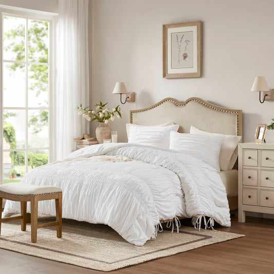 Mia - 3 Piece King Comforter Set - White 510 Design