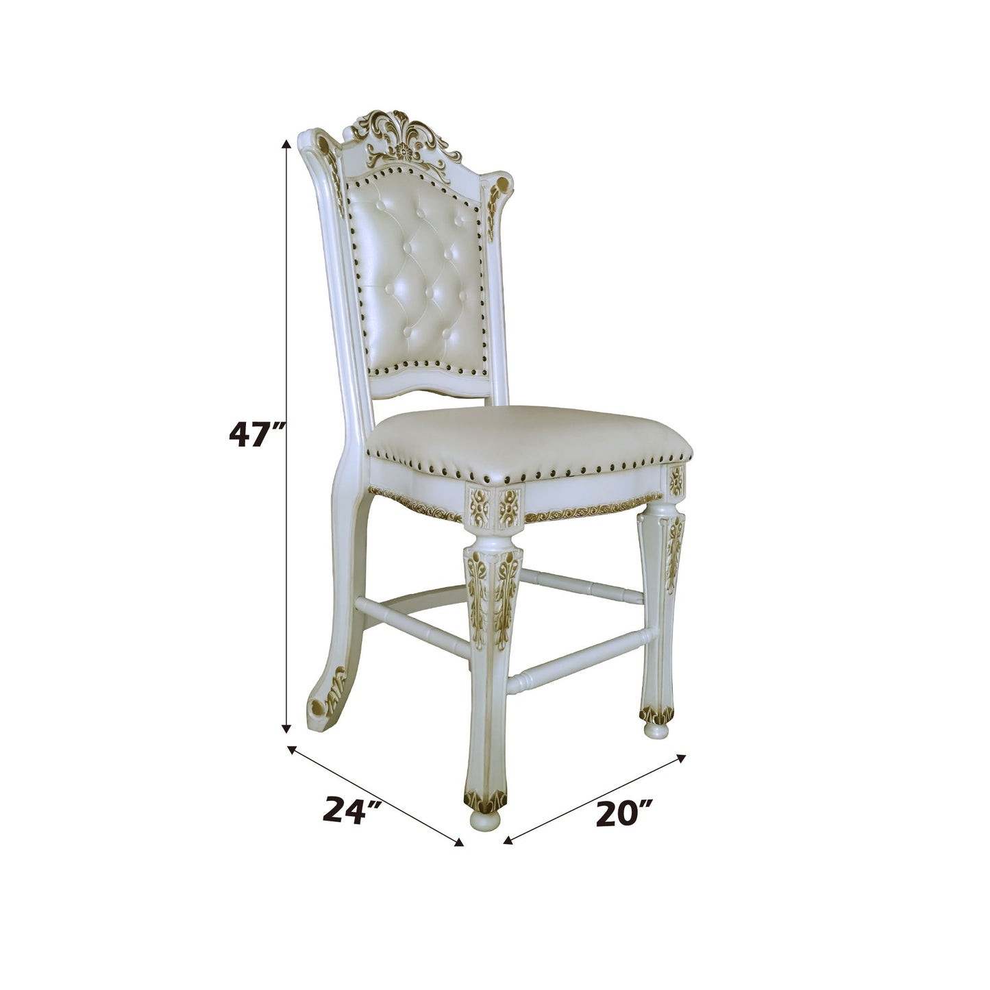 Vendome - Antique Counter Height Chair (Set of 2) - White Acme