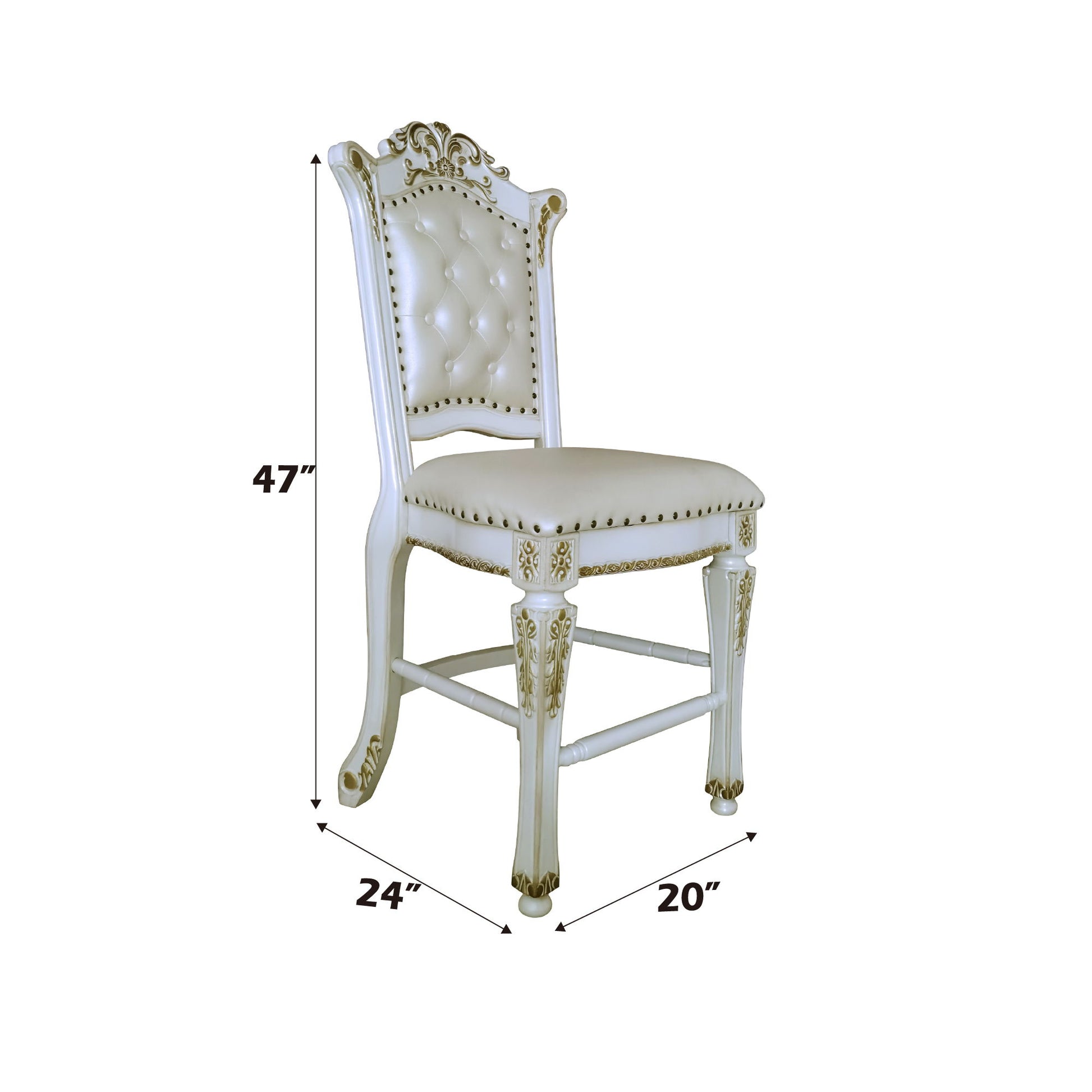 Vendome - Antique Counter Height Chair (Set of 2) - White Acme