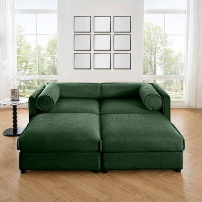 Contemporary Elegant White Chenille Sofa With Storage And Ottoman Home Essentials