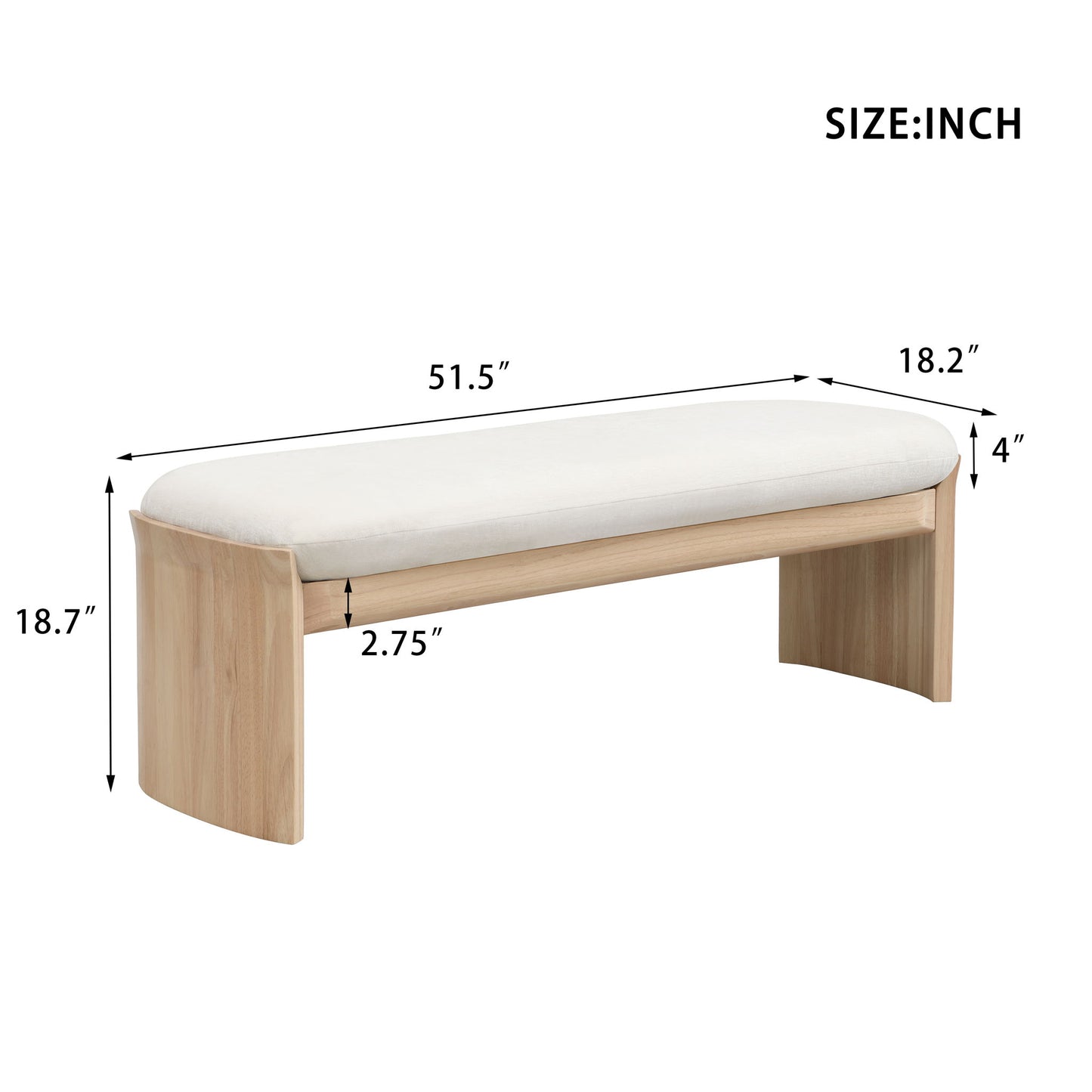 Footstool With Soft Cushion For Living Room - Beige / Natural Noble House