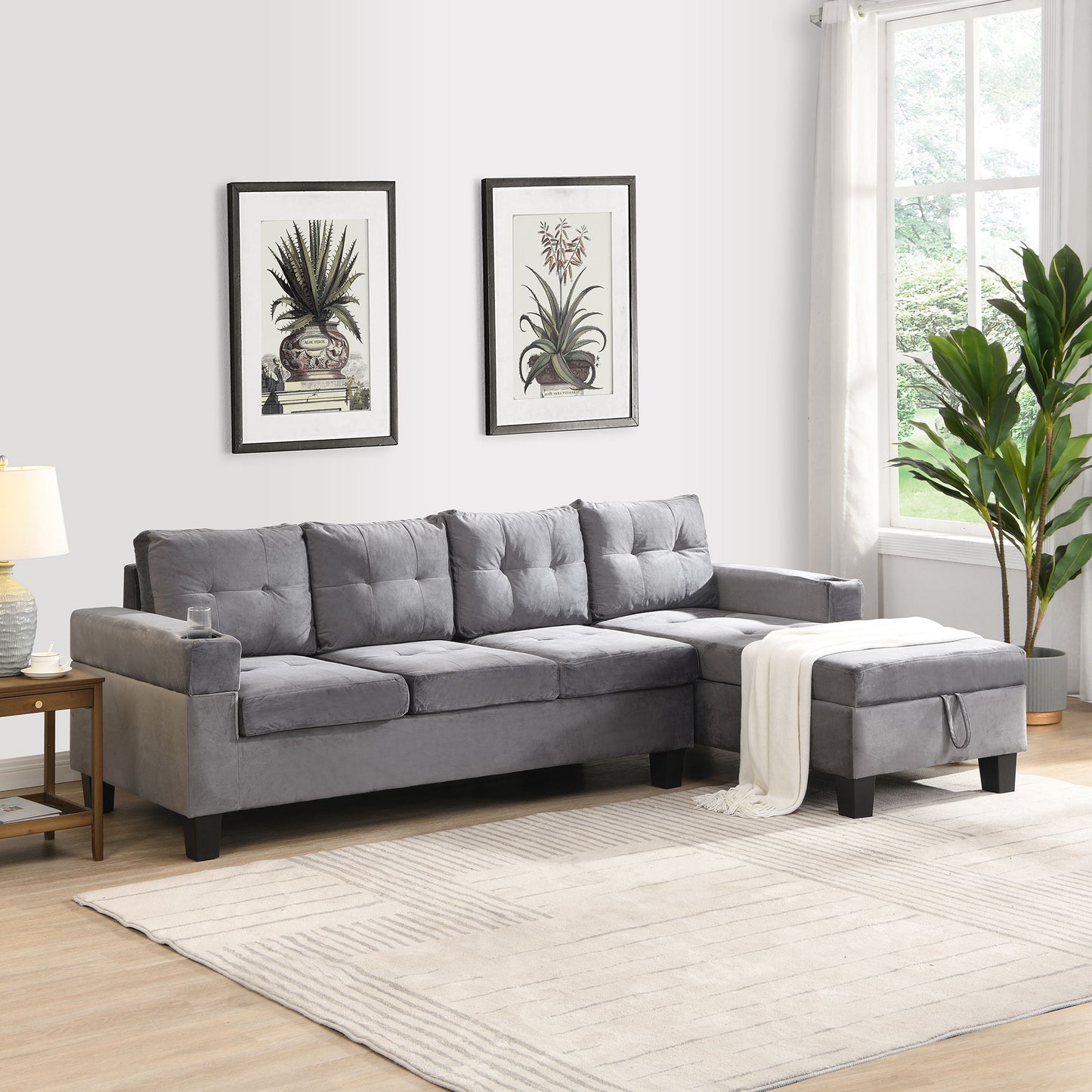 Modern Sectional Sofa Set With L Shape Chaise Lounge And Storage Home Essentials