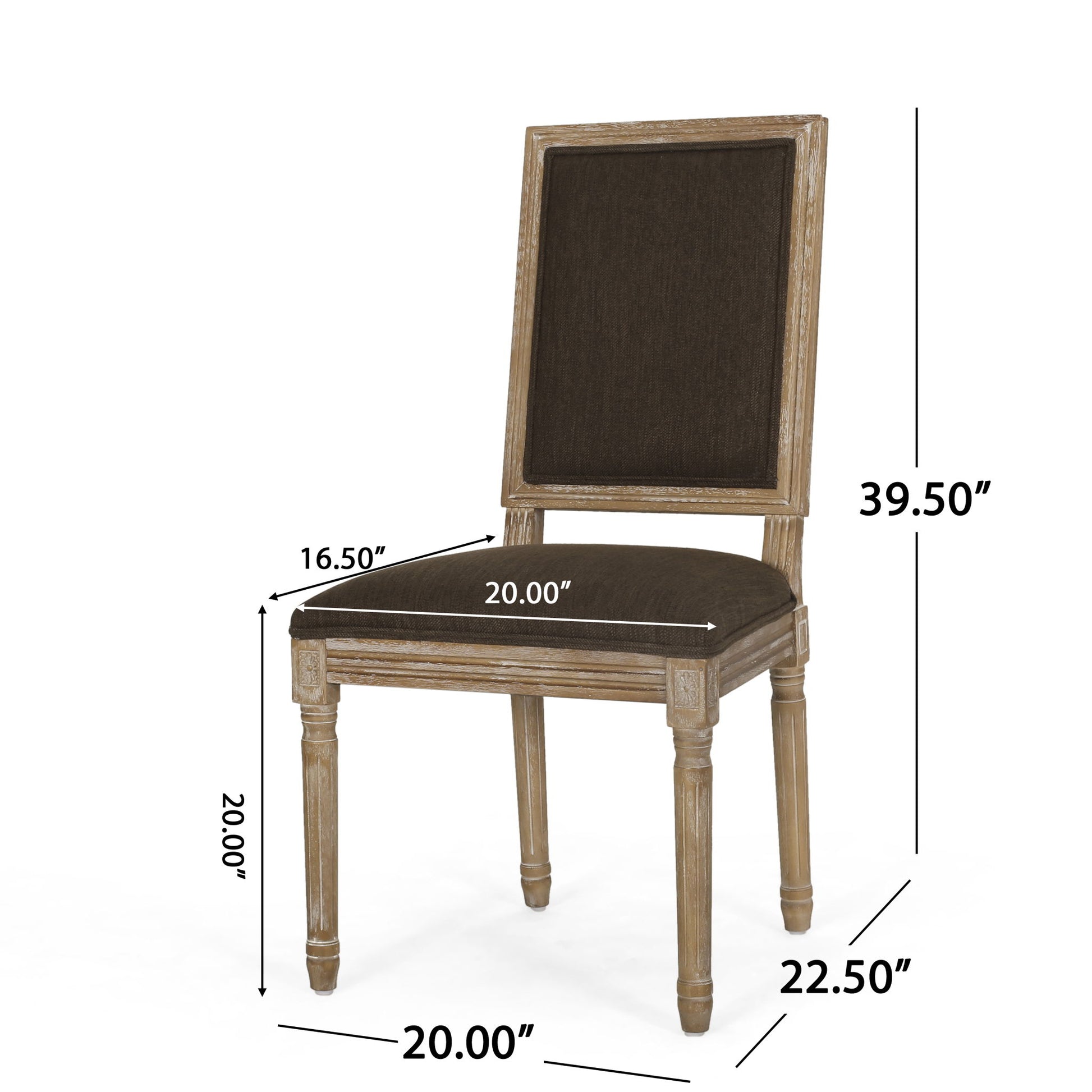French Country Style Dining Chair With Upholstered Seating And Fluted Legs Noble House