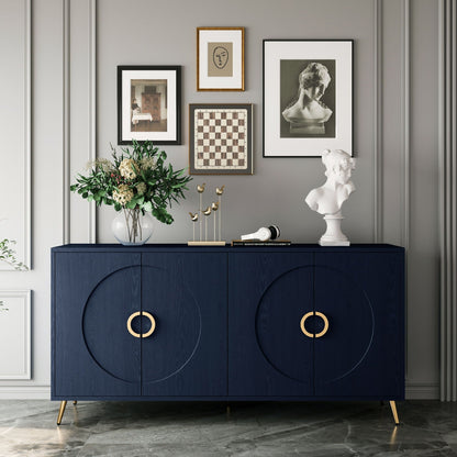 Modern Lacquered 4 Door Wooden Cabinet Sideboard Buffet Server Cabinet Storage Cabinet, For Living Room, Entryway, Hallway, Office, Kitchen And Dining Room Home Essentials