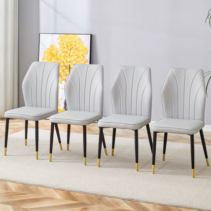 4 Modern Dining Chairs With Stylish Patterned Backrest And Metal Legs Home Essentials
