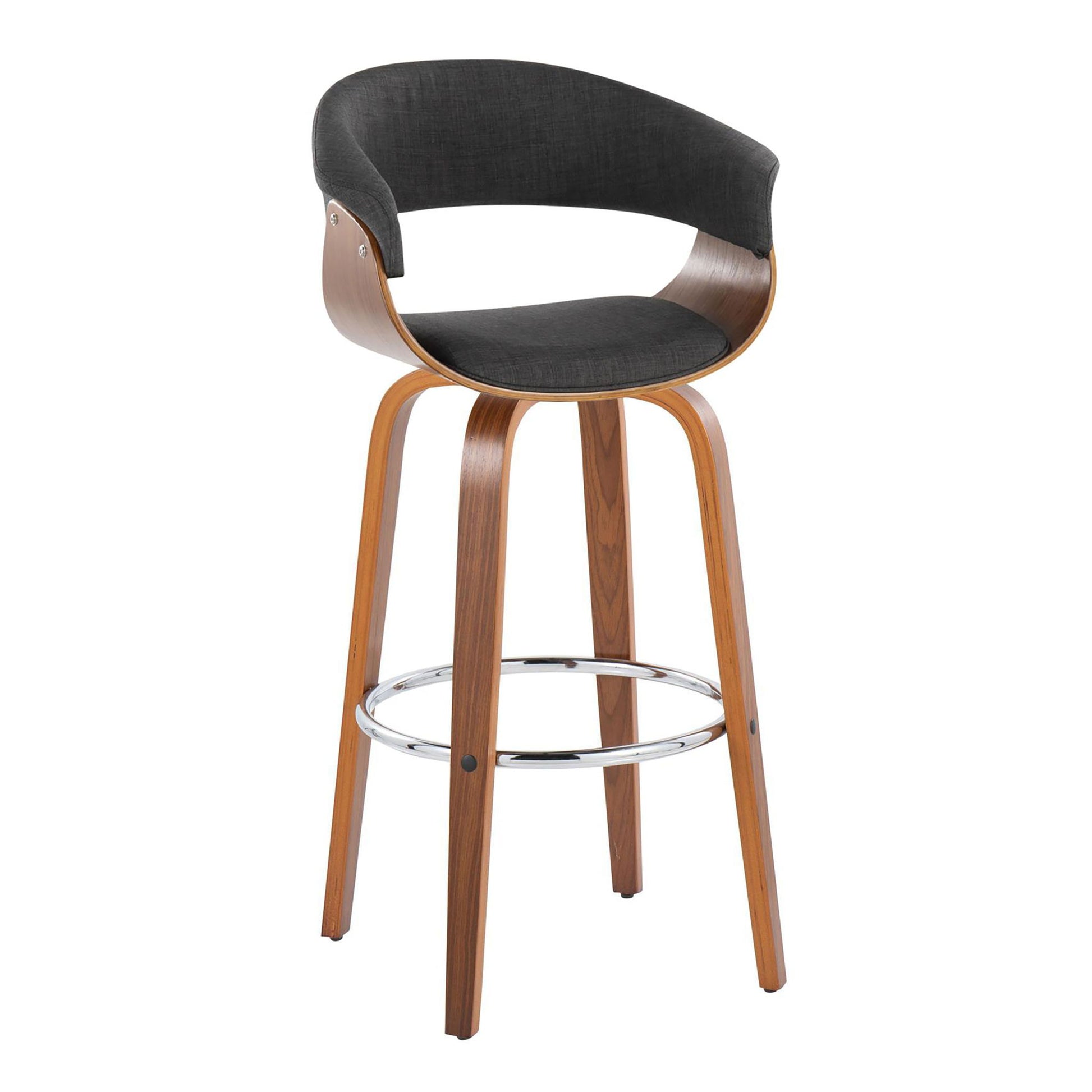 Vintage Mod - Mid Century Modern Fixed Height Barstool With Swivel With Round Footrest (Set of 2) Lumi Source
