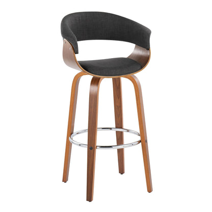 Vintage Mod - Mid Century Modern Fixed Height Barstool With Swivel With Round Footrest (Set of 2) Lumi Source