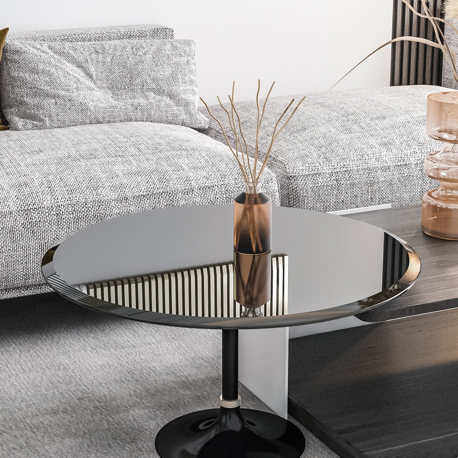 Round Tempered Glass Table Top Glass Thick Beveled Polished Edge Home Essentials