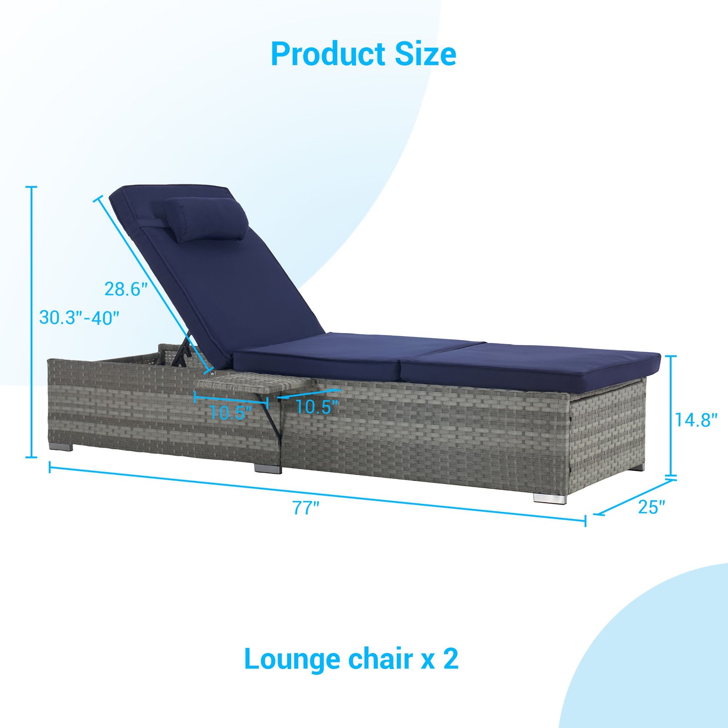 Outdoor Sofa Pe Rattan Furniture Deck Chair - Gray Home Essentials