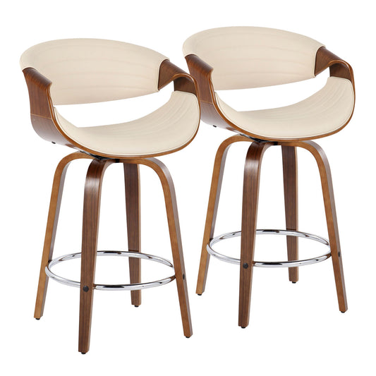 Symphony - Mid Century Modern Fixed Height Counter Stool & Swivel With Round Footrest (Set of 2) Lumi Source