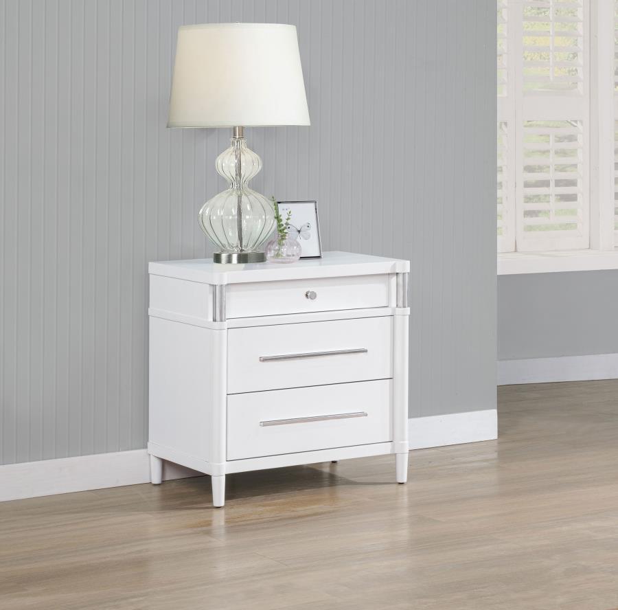 Gracemont - 3-Drawer Bedroom Nightstand Bedside Table - White Coaster Fine Furniture