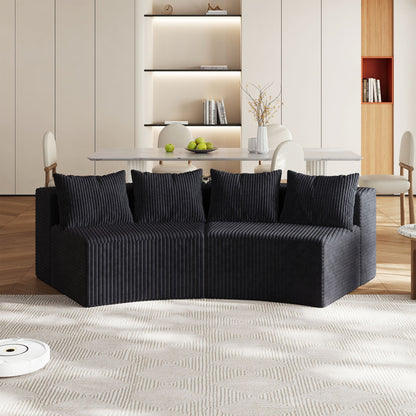 Curved Sectional Sofa With 4 Pillows, Modular Semi Circular Design Home Essentials