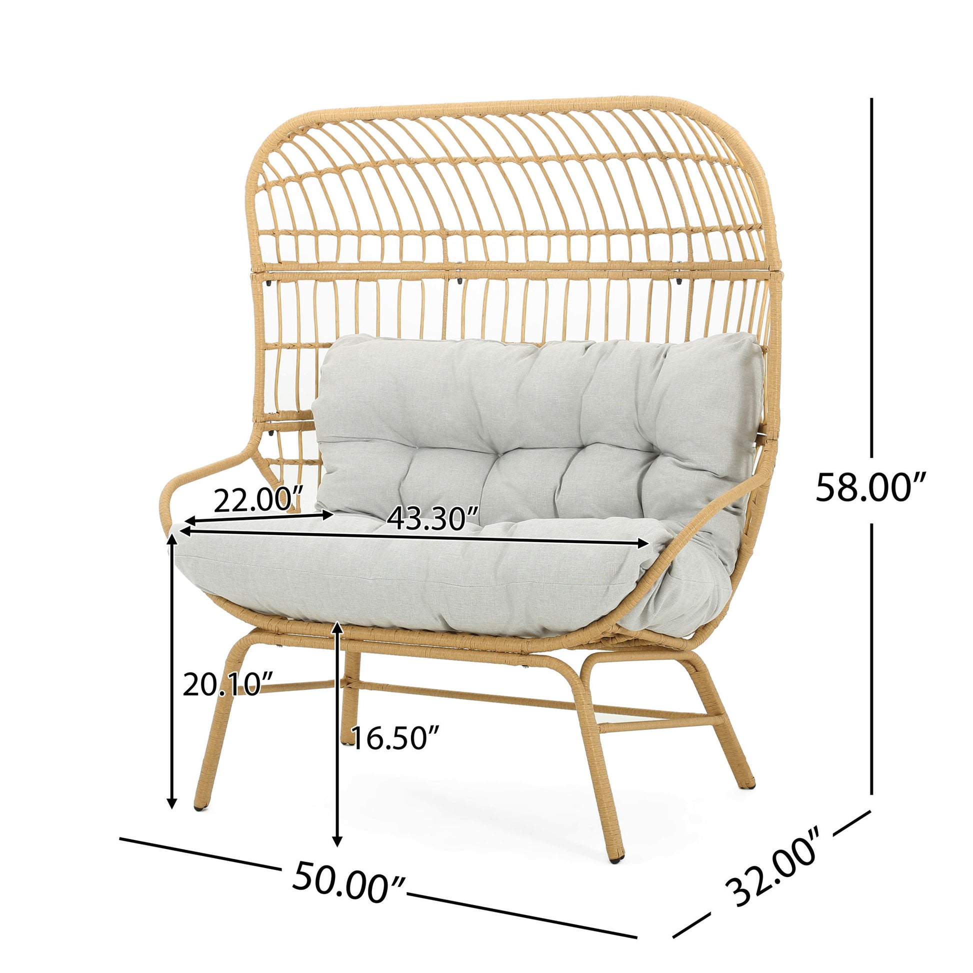 Palos - Outdoor Wicker Loveseat - Light Brown Noble House