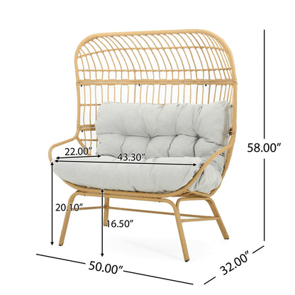 Palos - Outdoor Wicker Loveseat - Light Brown Noble House