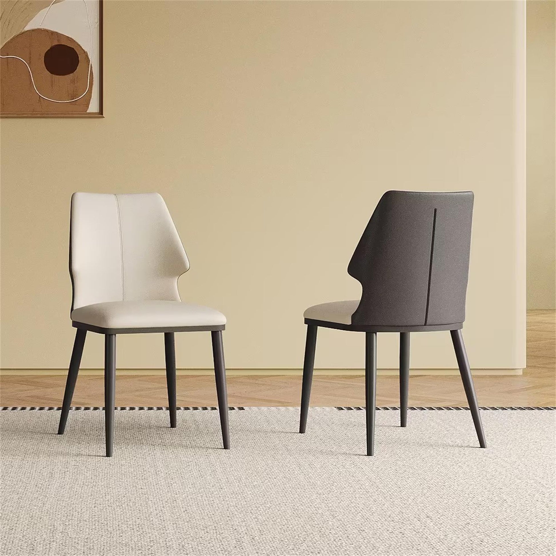 Contemporary Dining Chair (Set of 2) Comfortable Material For Home Or Office - Gray / White Home Essentials