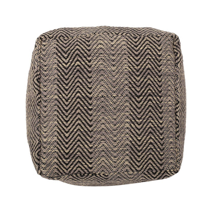 Barracuda - Handcrafted Cotton Pouf With Chevron Pattern - Brown / Beige Home Essentials