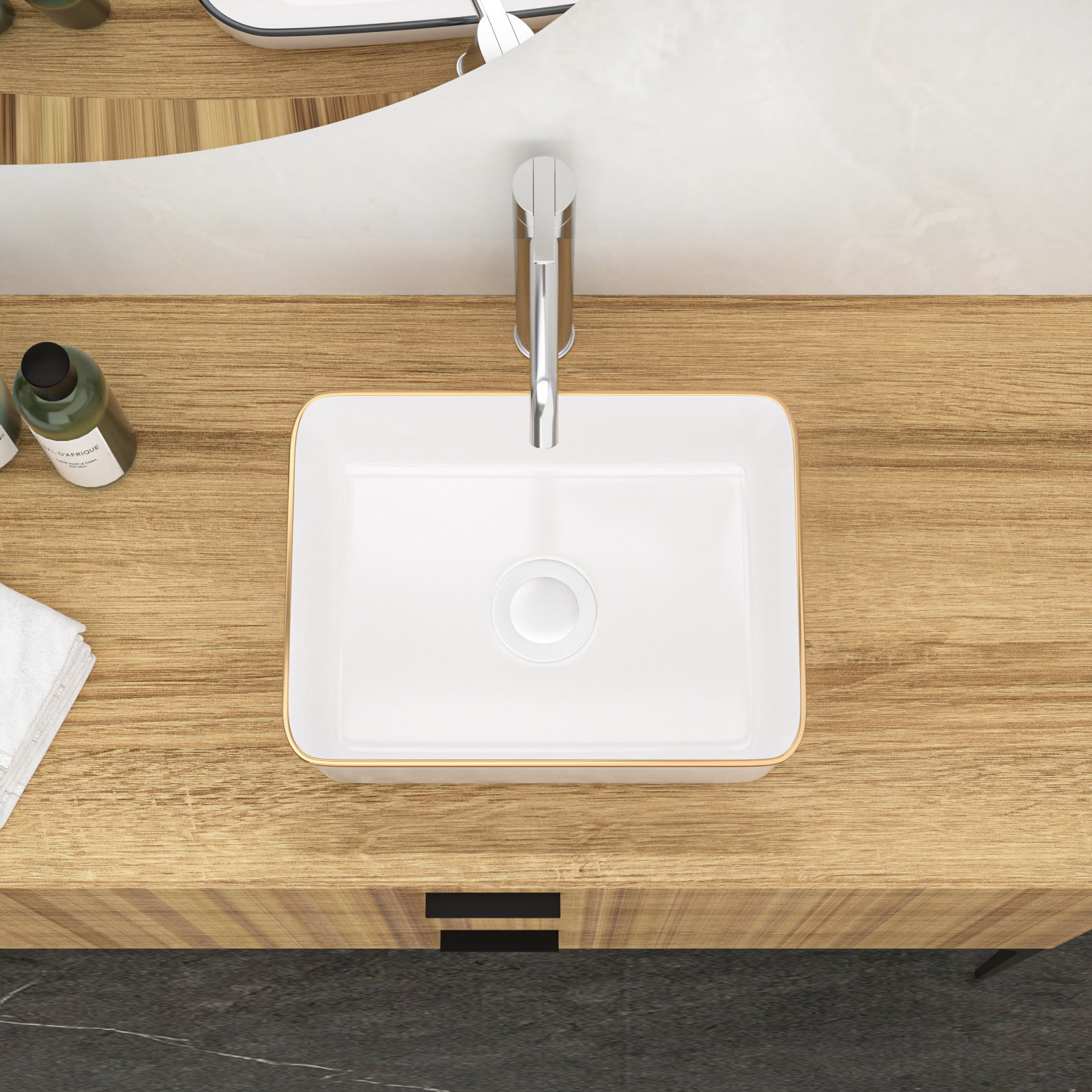 Modern European Style Ceramic Rectangular Vessel Bathroom Sink Daily Nest