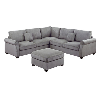 Modern Sectional Set With Corner Wedge, Loveseat, Ottoman & 2 Pillows Home Essentials