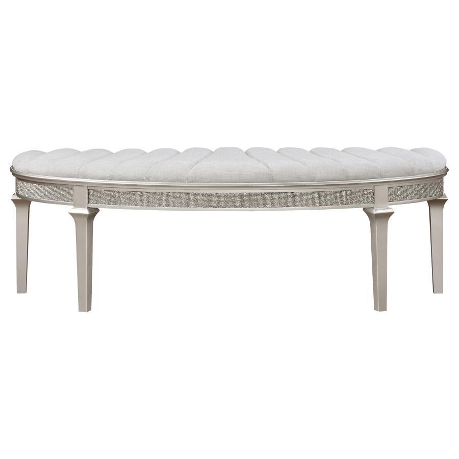 Evangeline - Curved Fabric Upholstered Bench - Silver Oak Coaster Fine Furniture