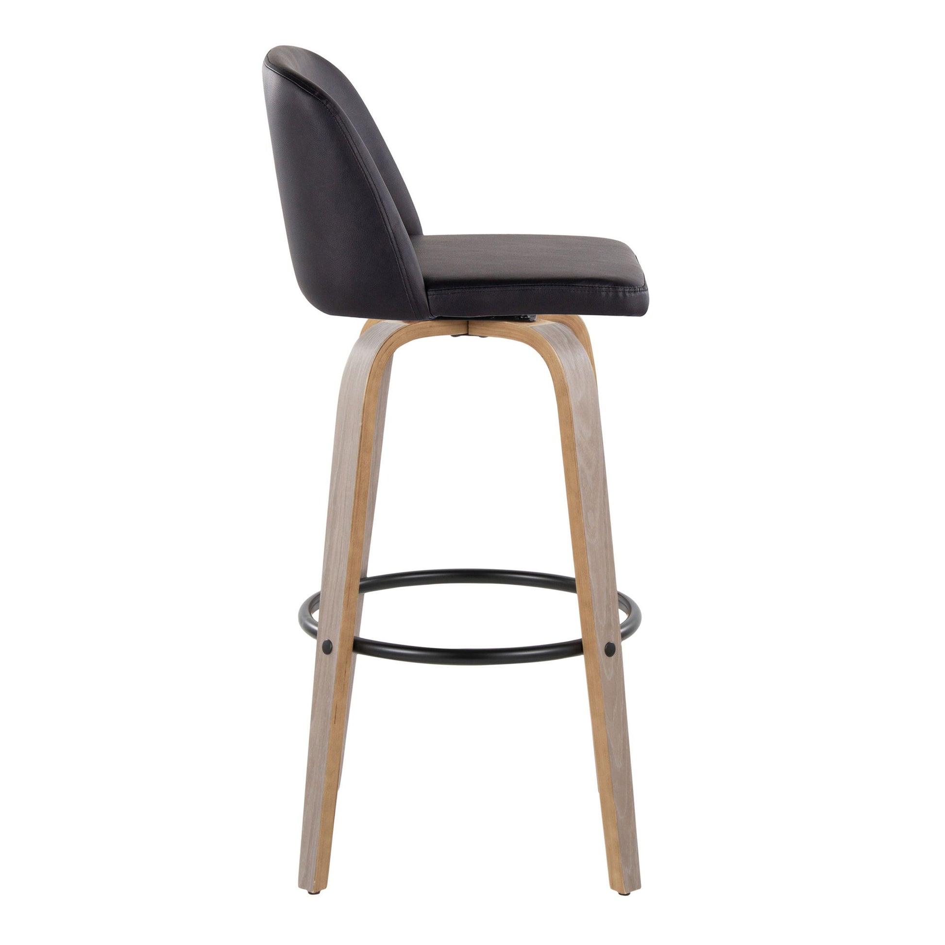 Toriano - Fixed Height Contemporary Barstool With Swivel With Round Footrest (Set of 2) Lumi Source