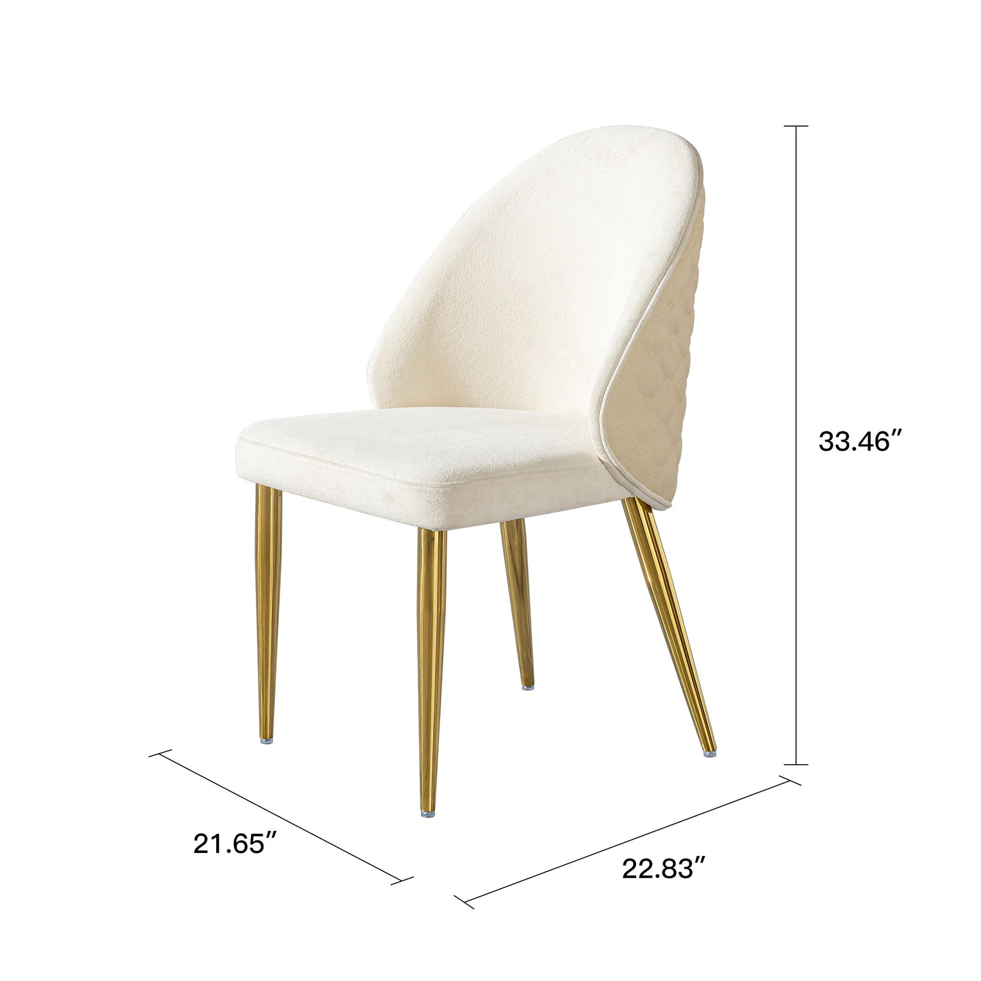 2 Pieces Contemporary Stainless Steel Dining Chair With Upholstery And Leather Backrest - Gold Home Essentials